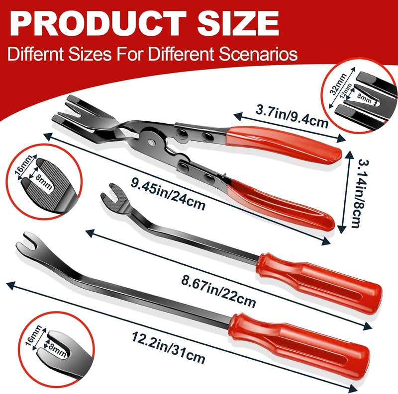 Keze 24Pcs Trim Removal Tool Set with Pick & Clip Removal Tool, Sticker Scraper, Automotive Plastic Pry Tool, Car Panel Door, Stereo, Fastener Remover Kit, for Auto Interior, Molding, Dash(Red) - Image 4